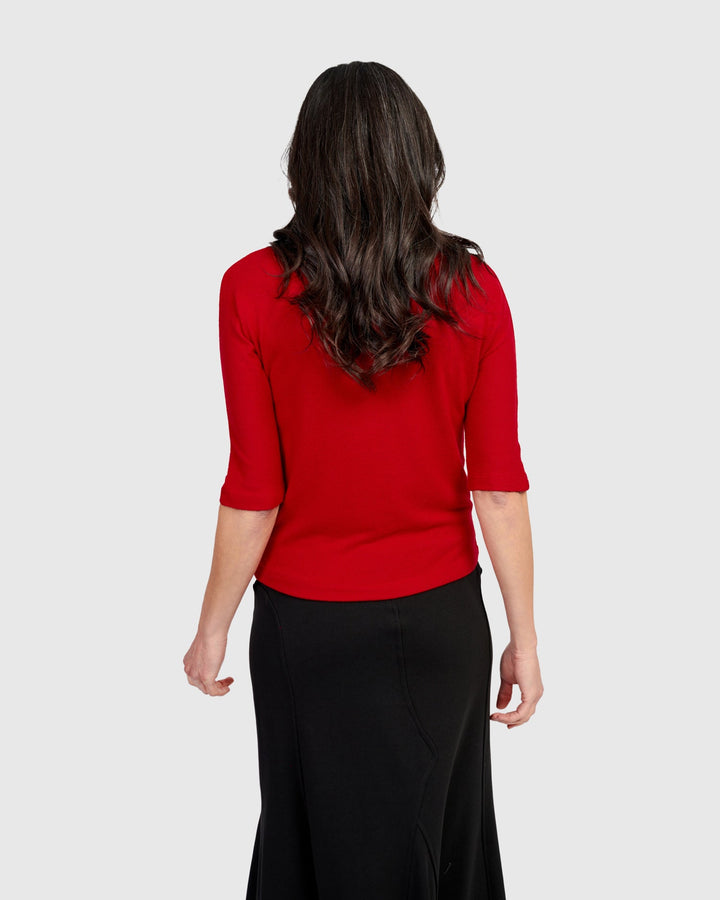 Soft Knit Mockneck Tee, Red