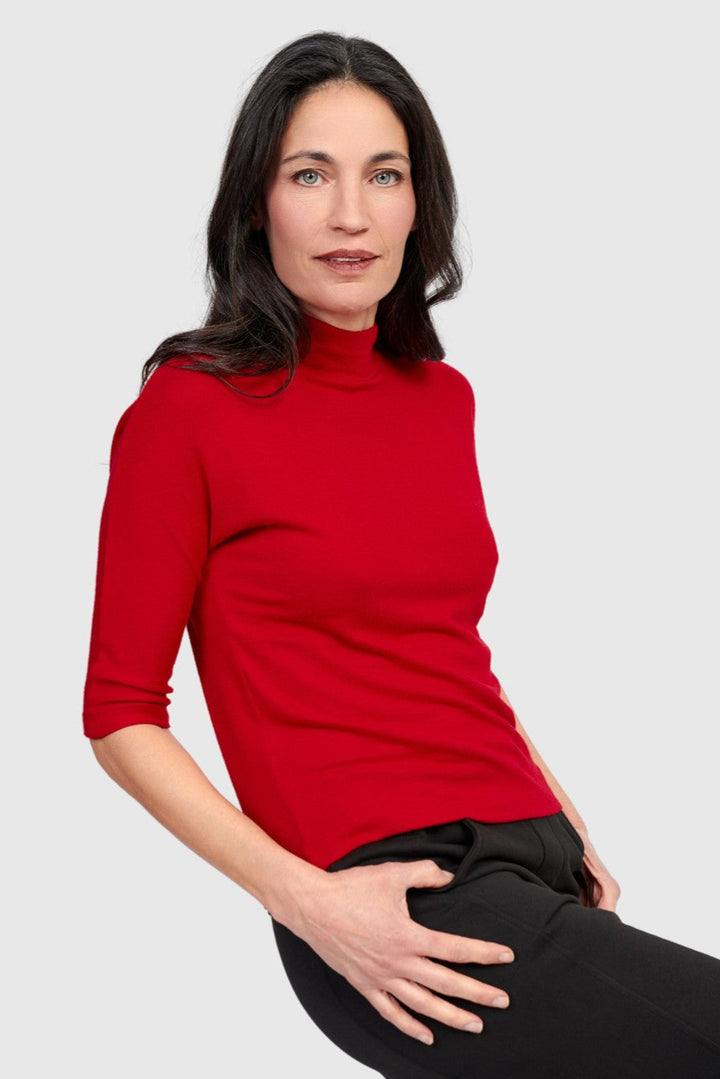 Soft Knit Mockneck Tee, Red