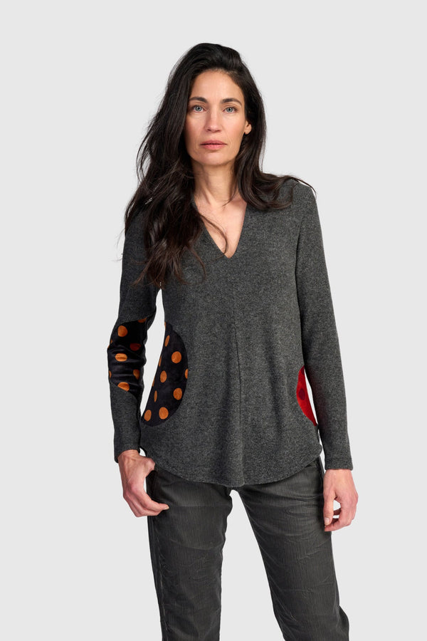 Patch Dot V Neck Mix