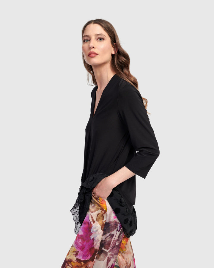 Crystal V-Neck Tunic Top Black