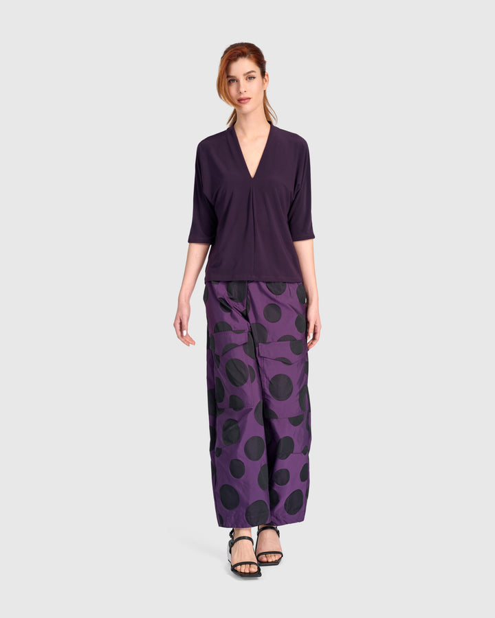 Matte Jersey V Neck Top Purple