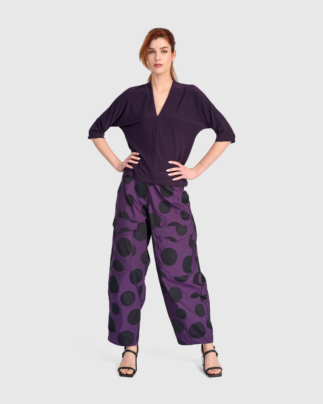 Matte Jersey V Neck Top Purple