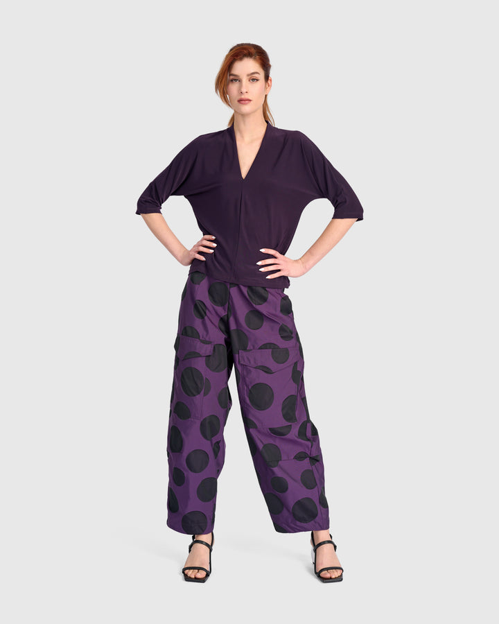 Matte Jersey V Neck Top Purple