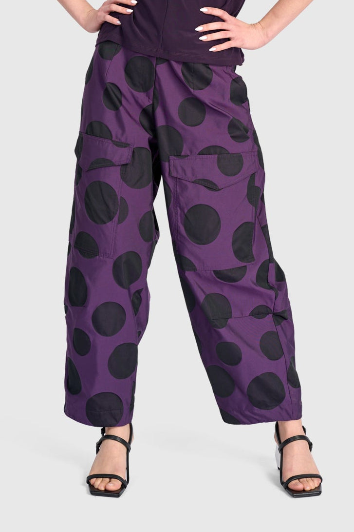 Taffeta Dot Barrel Leg Pant Violet
