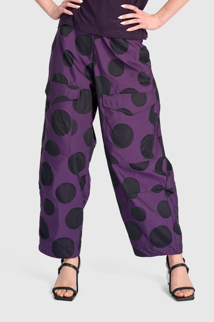 Taffeta Dot Barrel Leg Pant Violet