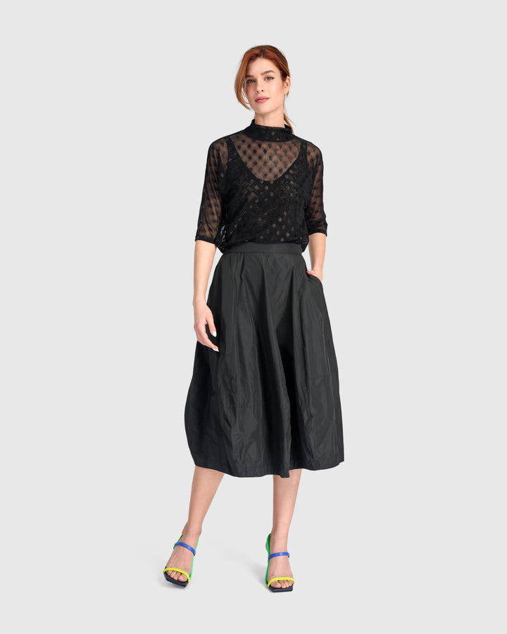 Taffeta Balloon Hem Skirt Black