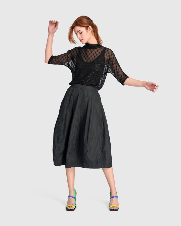 Taffeta Balloon Hem Skirt Black