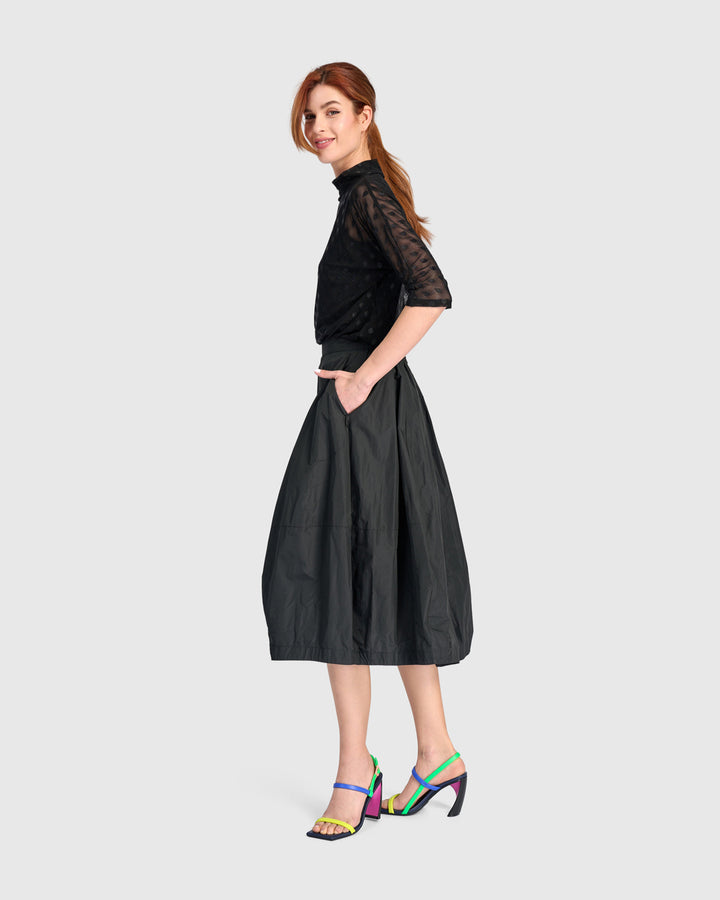 Taffeta Balloon Hem Skirt Black