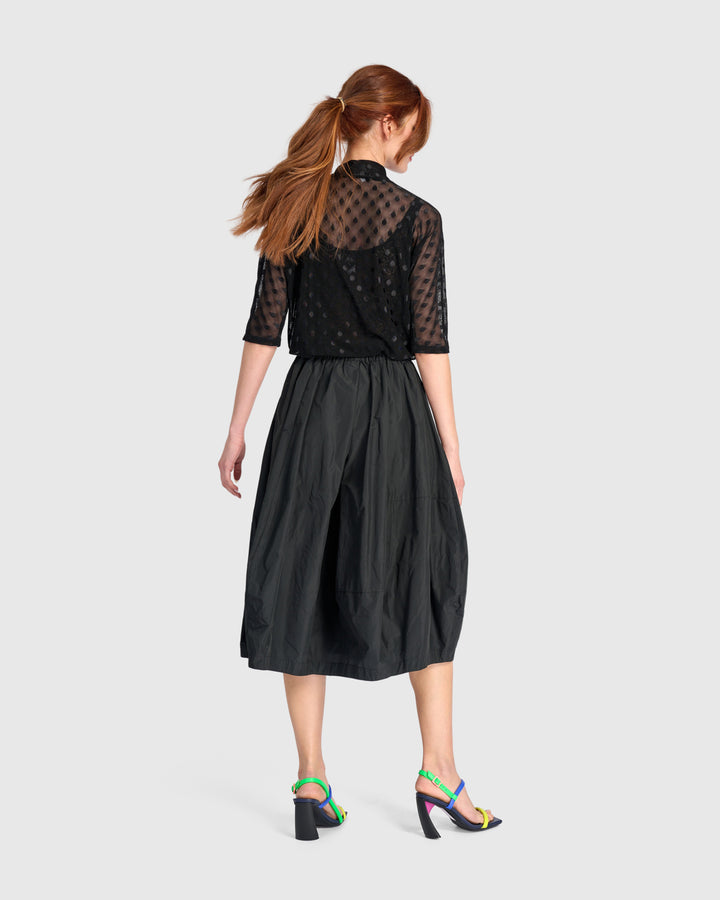 Taffeta Balloon Hem Skirt Black