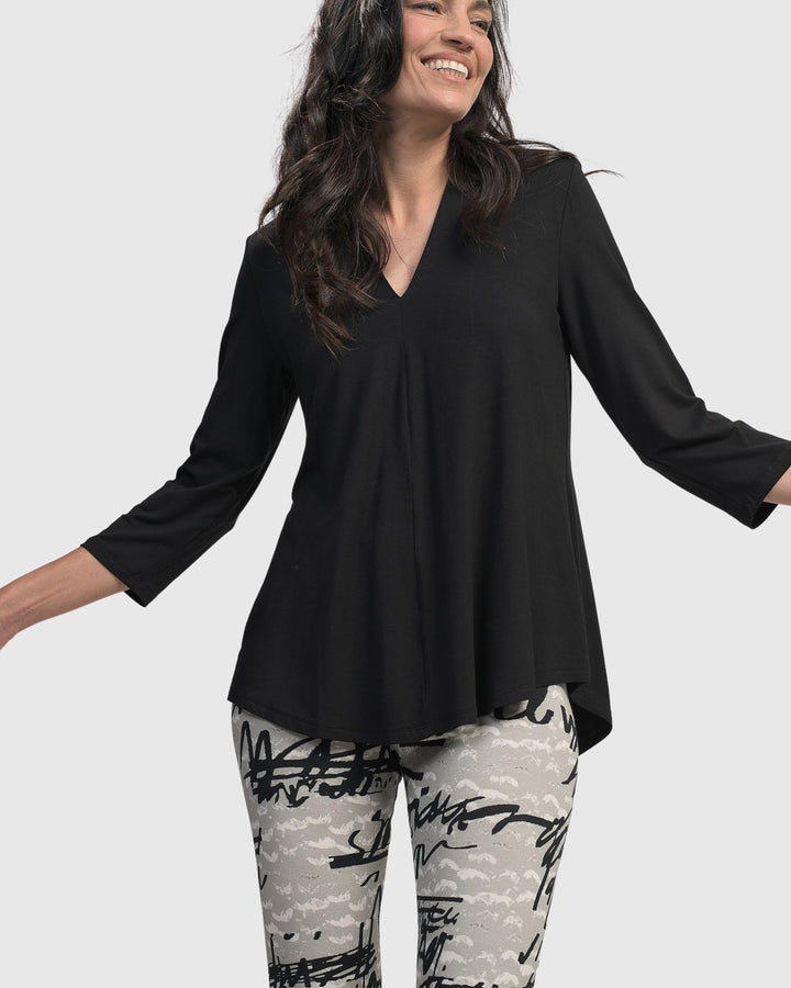 Essential V-neck Top, Black