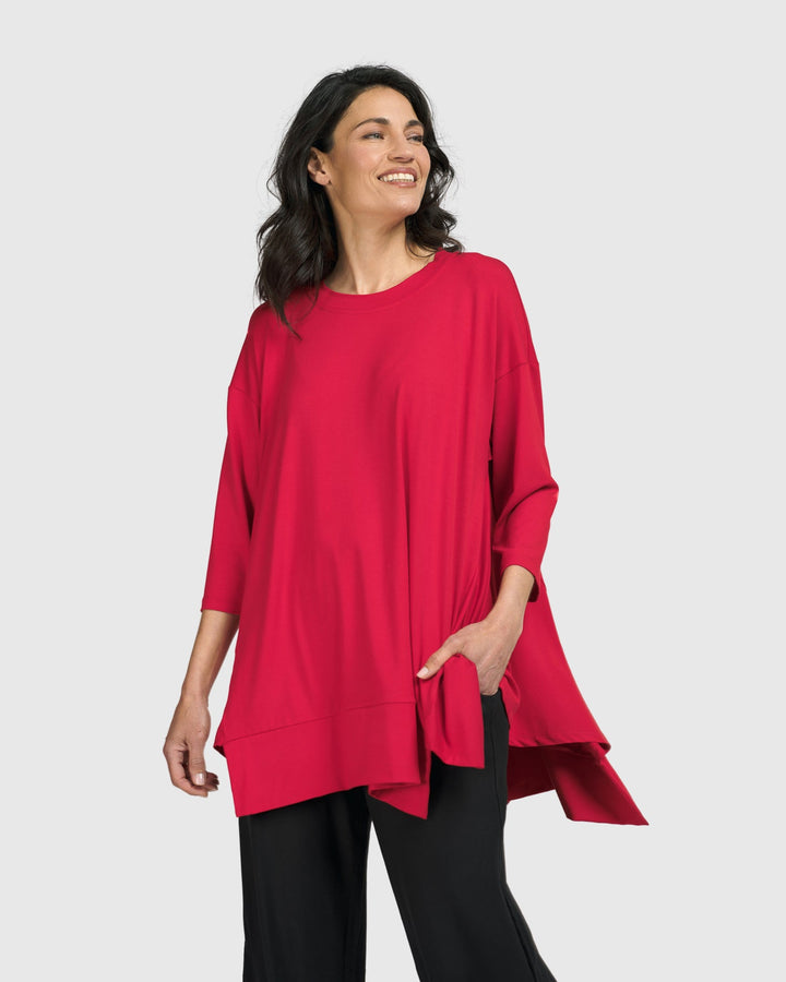 Essential Oversized Trapeze Top, Red Rose