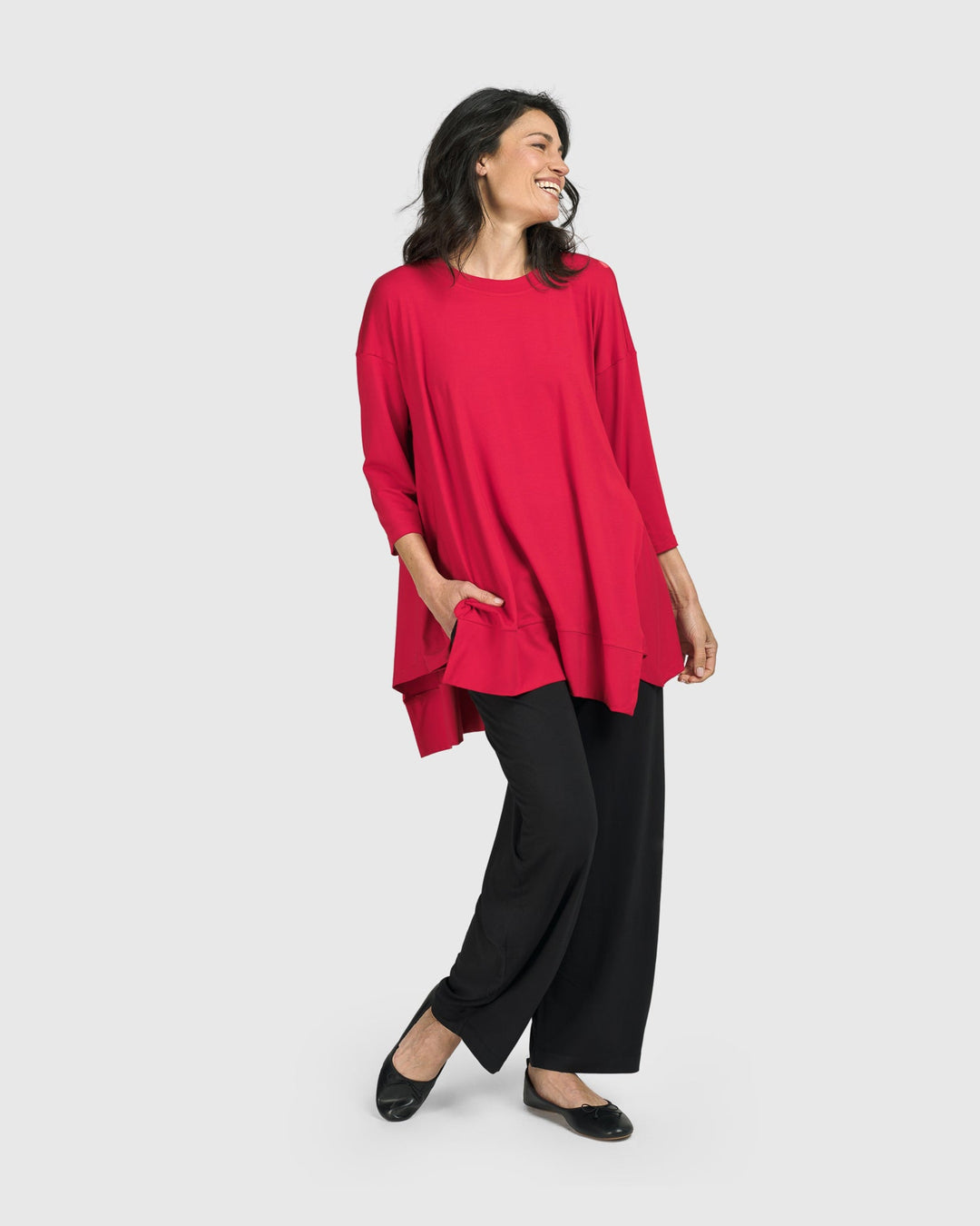 Essential Oversized Trapeze Top, Red Rose