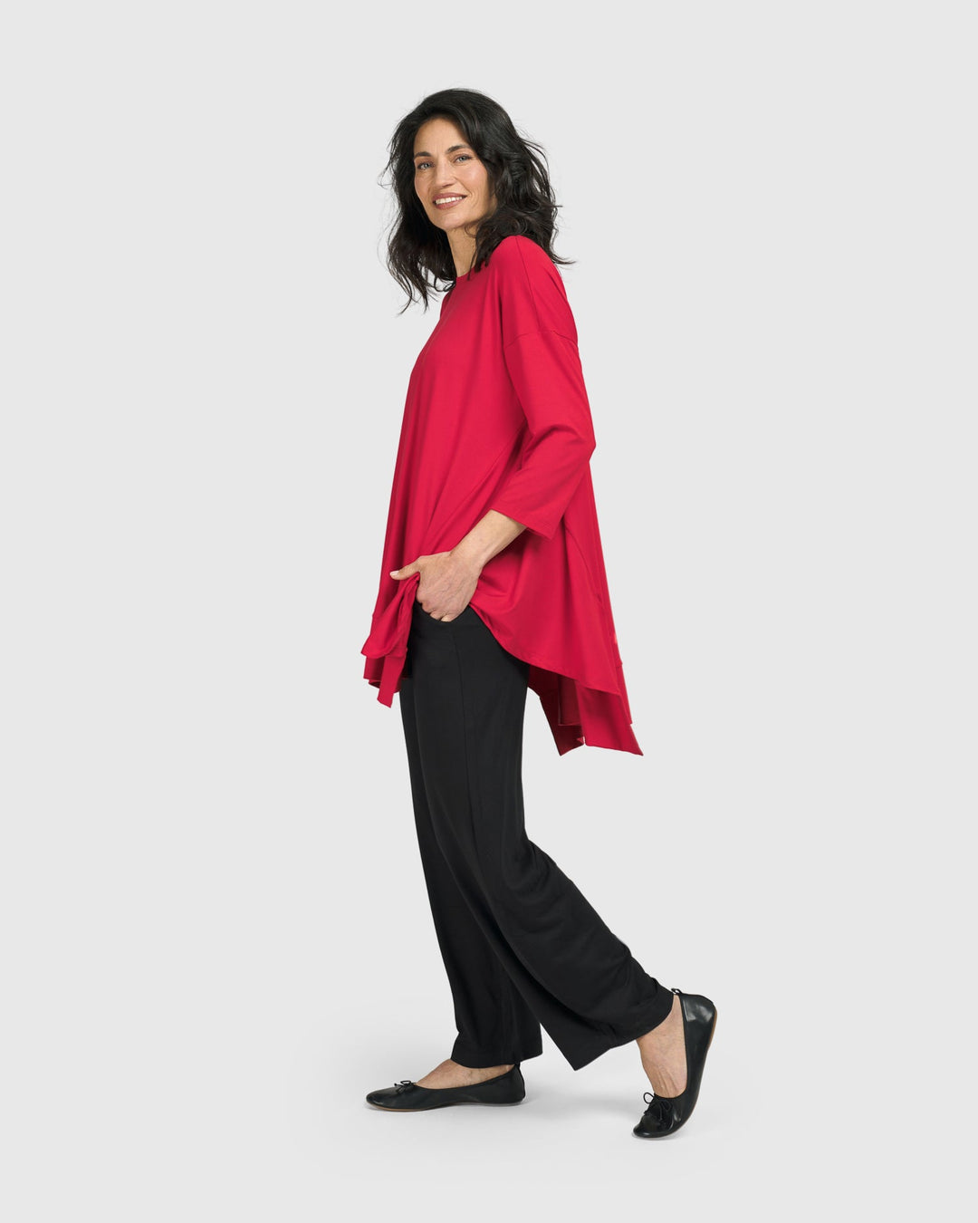 Essential Oversized Trapeze Top, Red Rose