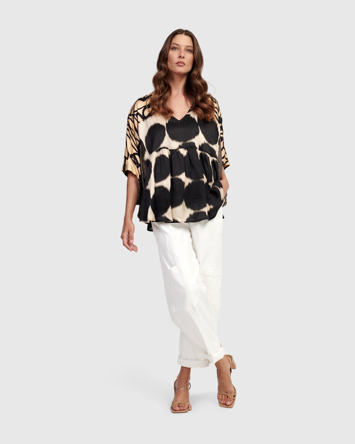 V-Neck Elbow Sleeve Top Serene