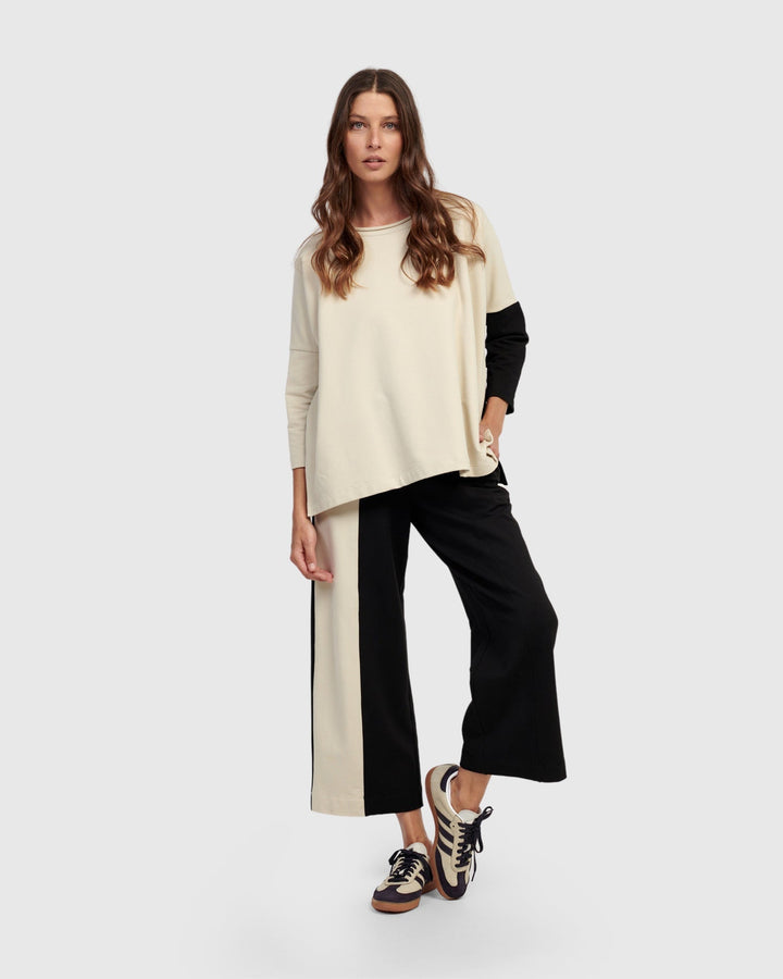 Contrast Leg Pants Cream