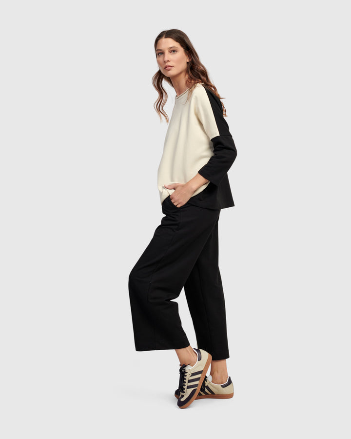 Contrast Leg Pants Cream