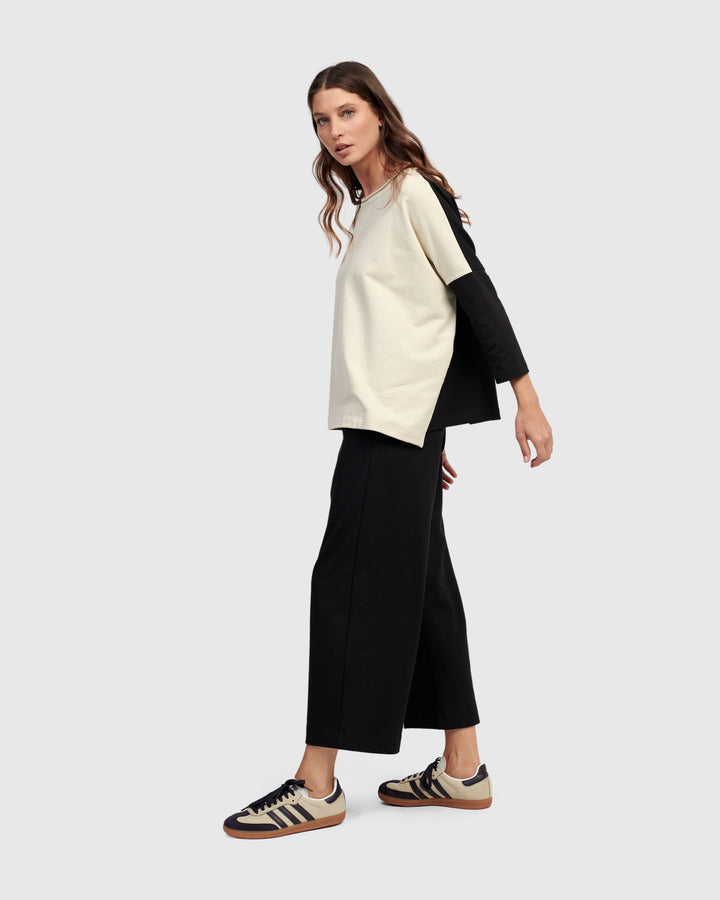 Contrast Leg Pants Cream