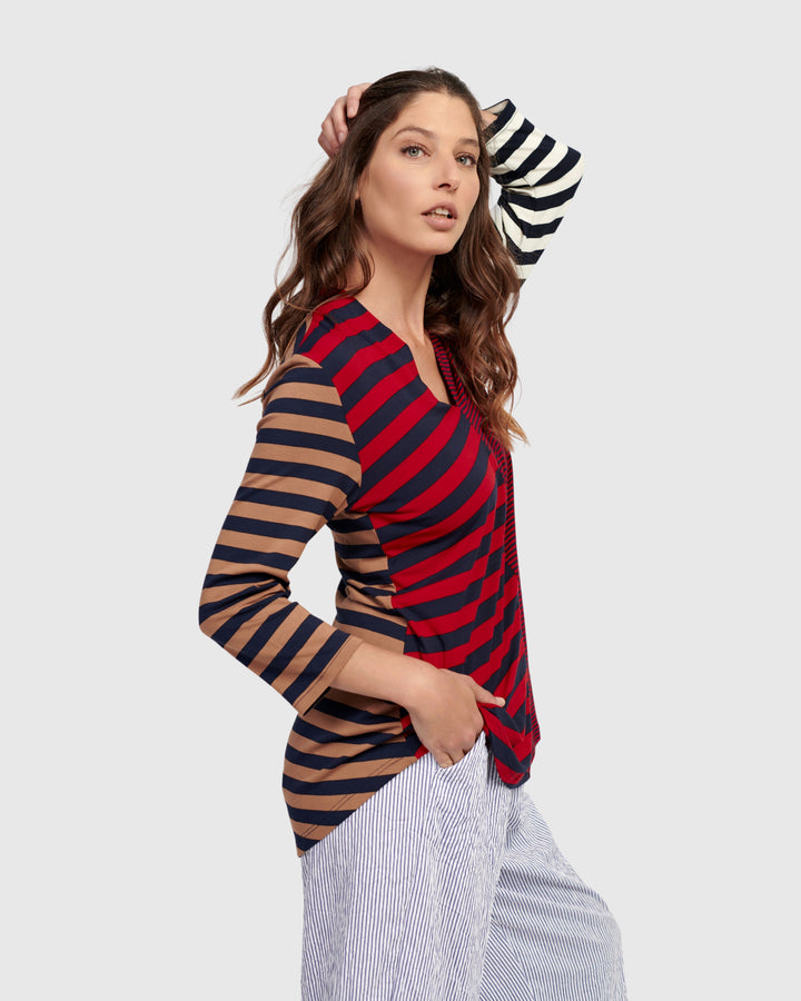 Theodora V-Neck Top Stripes