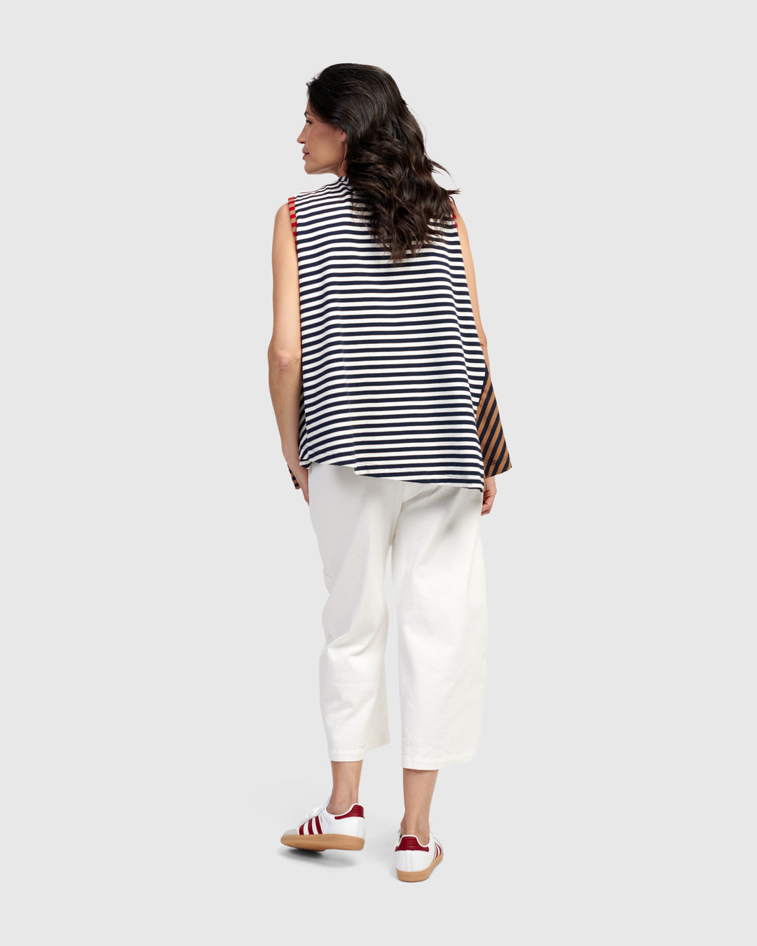 Sleeveless Asymmetical Top Stripes