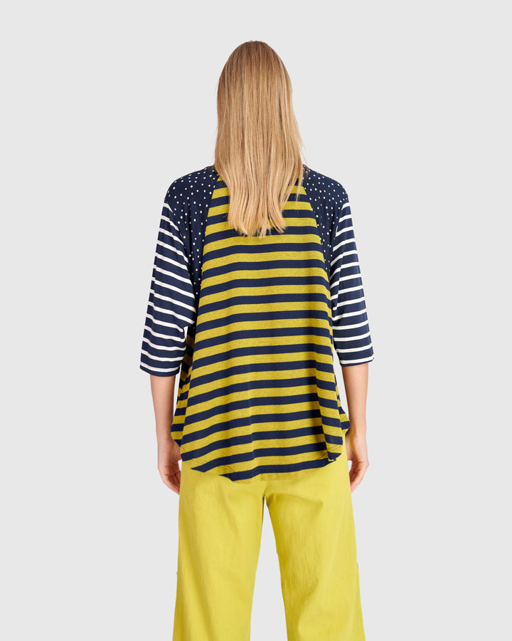 Elbow Sleeve Stripe Top Mix