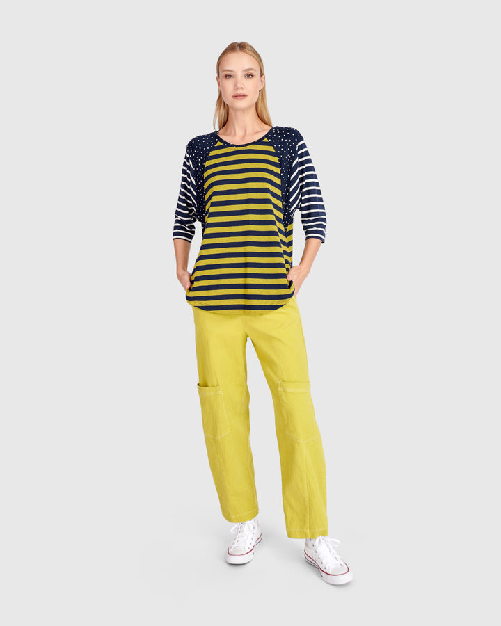 Elbow Sleeve Stripe Top Mix