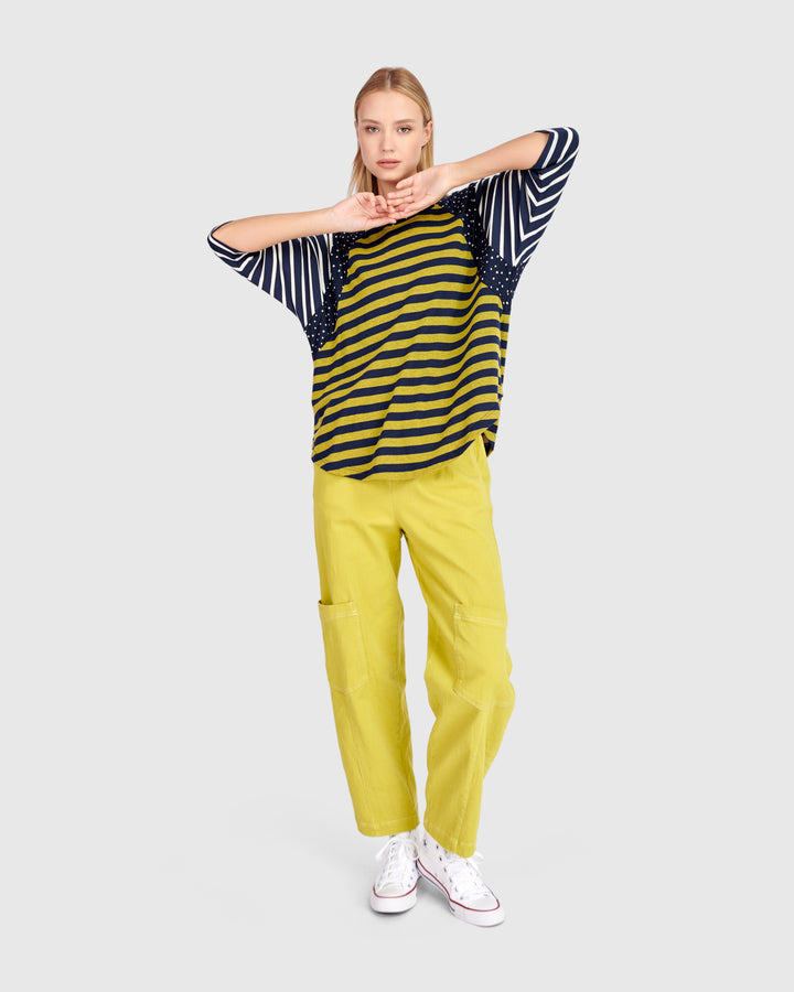 Elbow Sleeve Stripe Top Mix