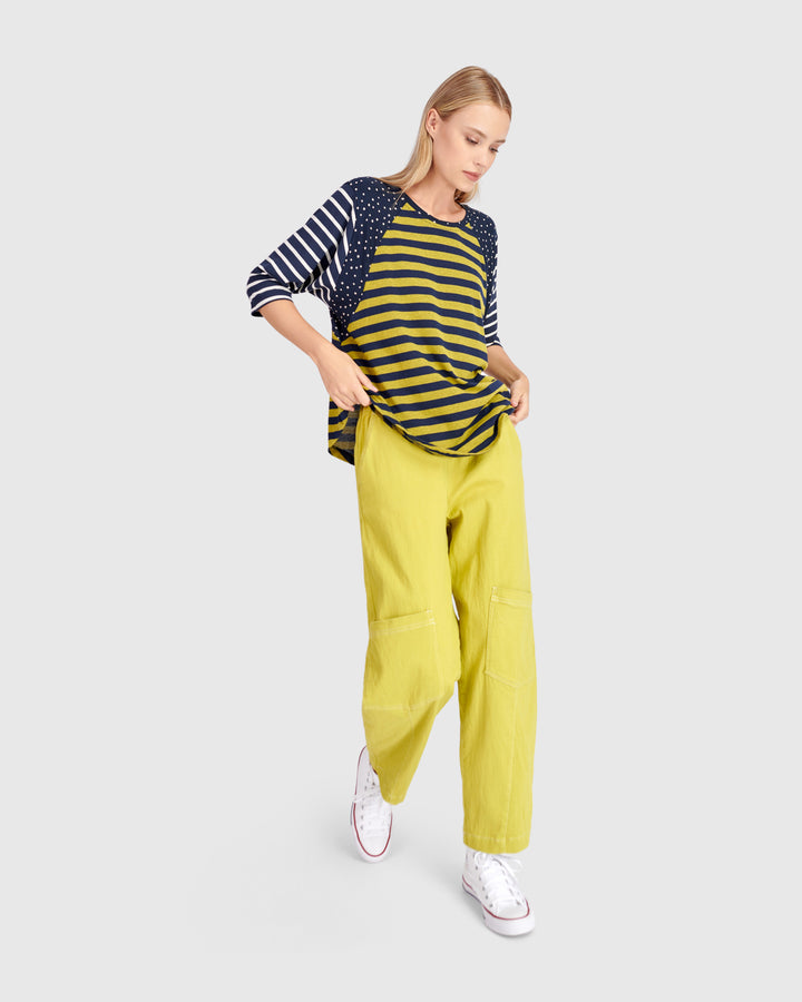 Elbow Sleeve Stripe Top Mix