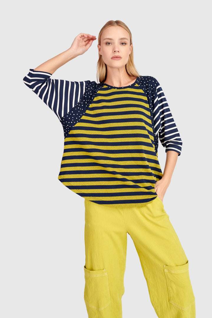 Elbow Sleeve Stripe Top Mix