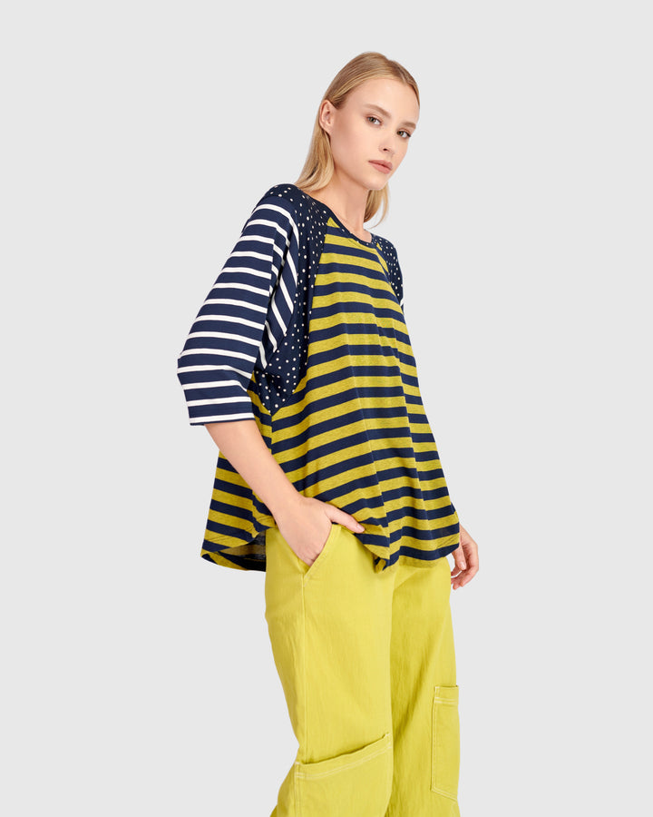 Elbow Sleeve Stripe Top Mix