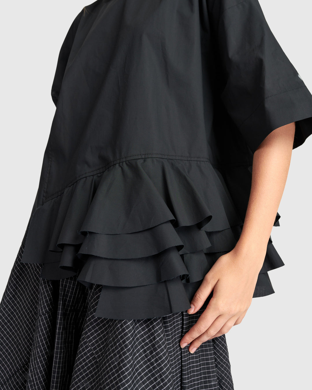 Urban Ruffled Match Top Black