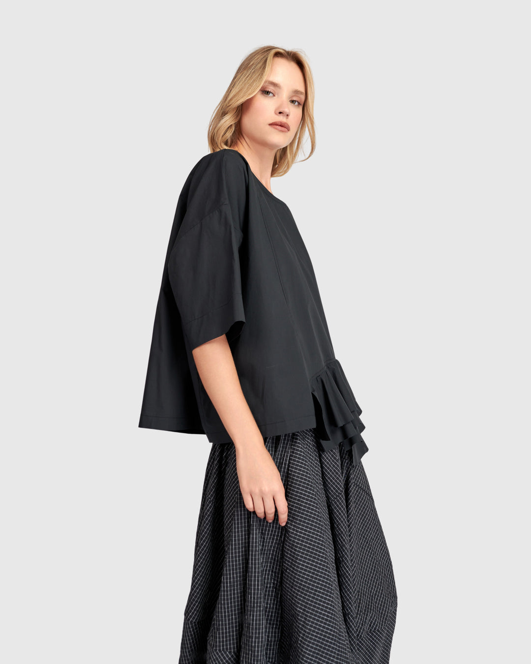 Urban Ruffled Match Top Black