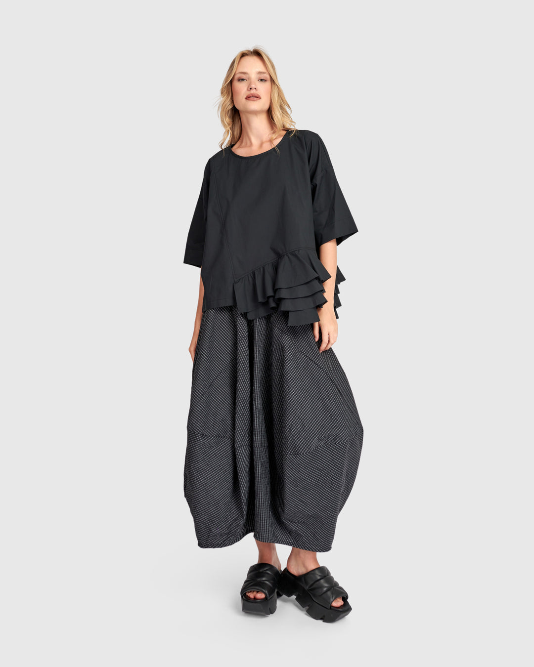 Urban Ruffled Match Top Black