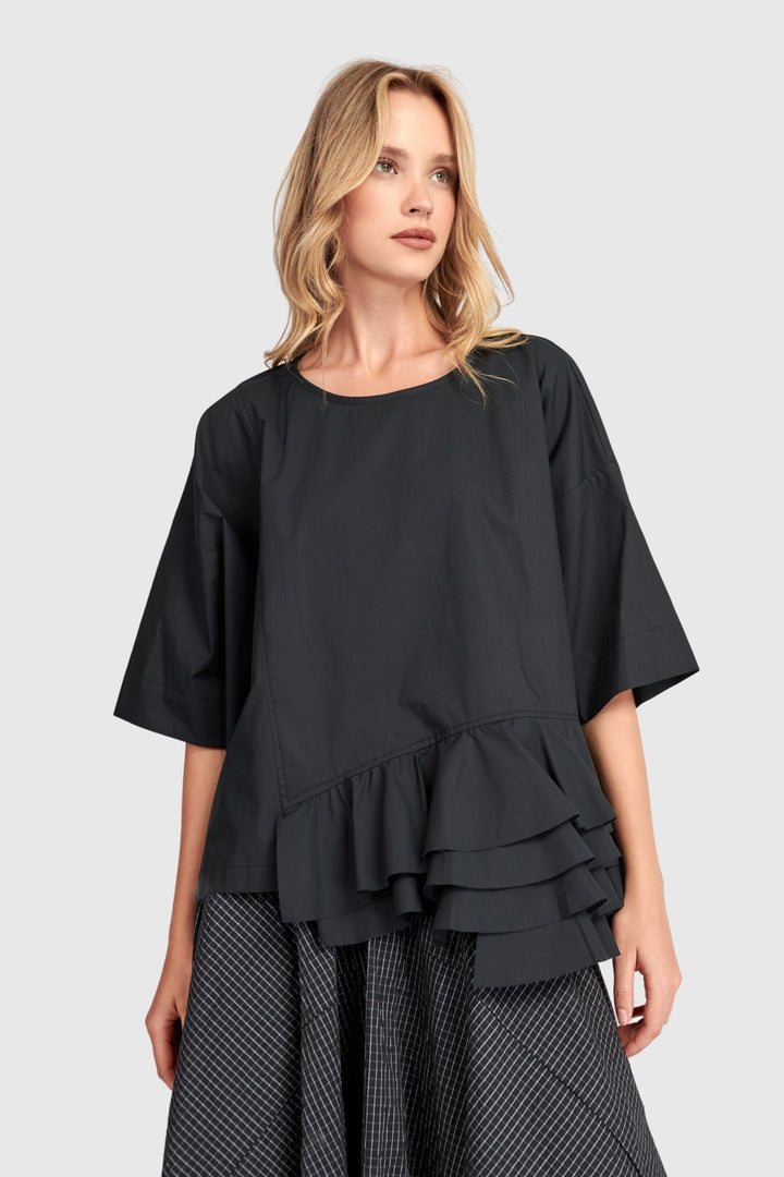 Urban Ruffled Match Top Black