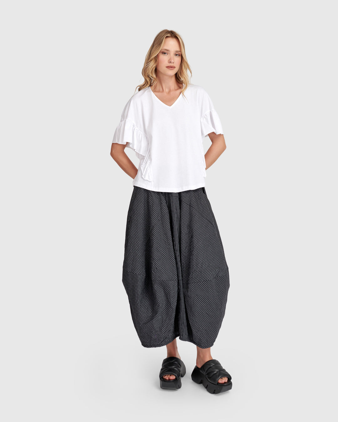 Urban Retro Ruffles Top White