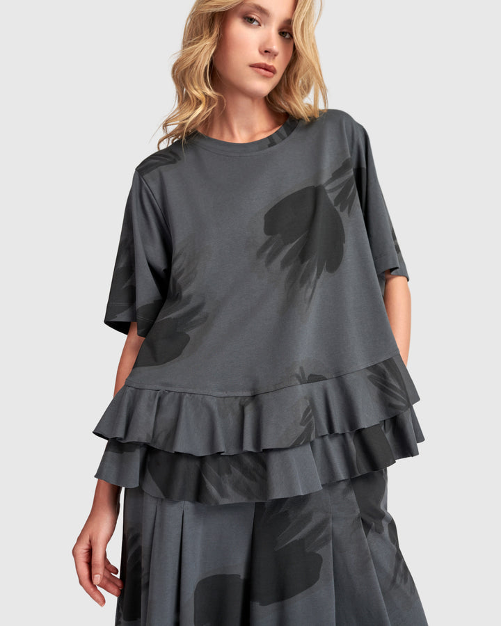 Urban Fleeting Ruffle Top Fog
