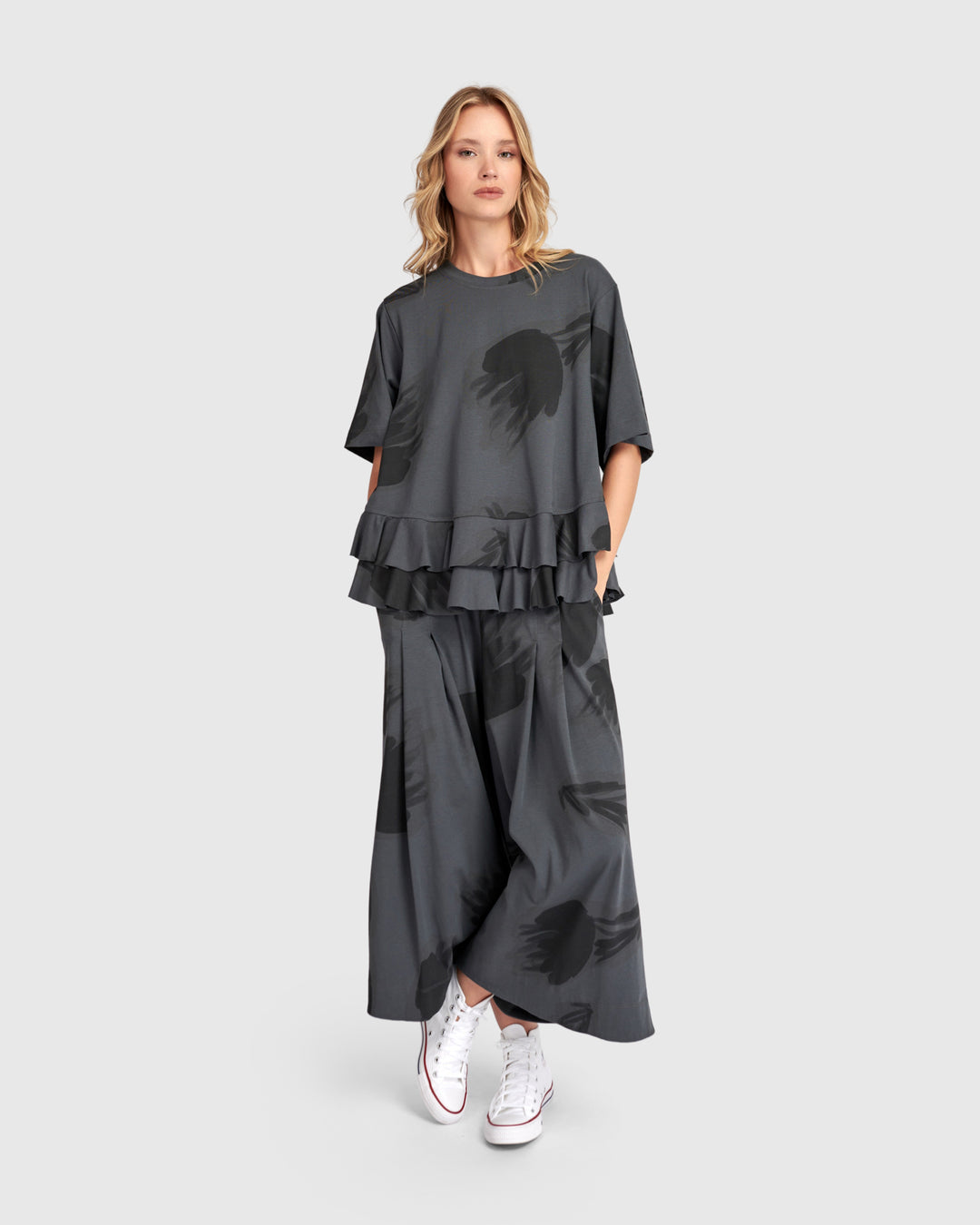 Urban Fleeting Ruffle Top Fog