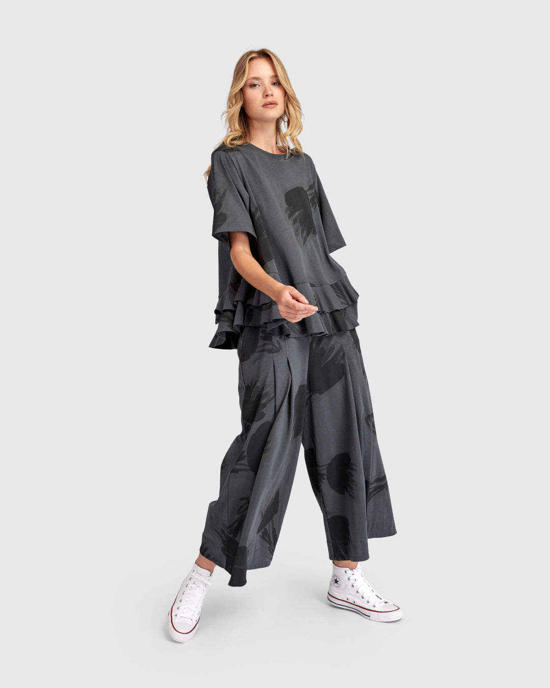 Urban Fleeting Ruffle Top Fog