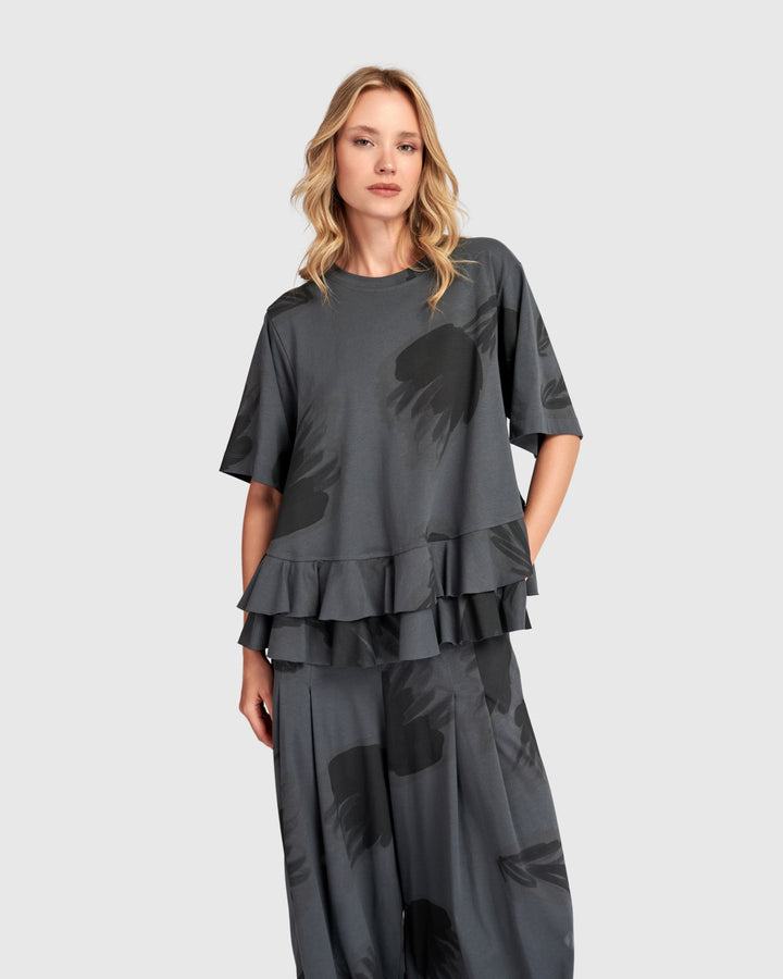 Urban Fleeting Ruffle Top Fog