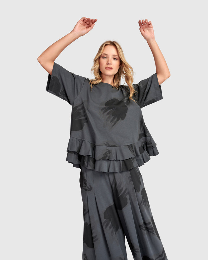 Urban Fleeting Ruffle Top Fog