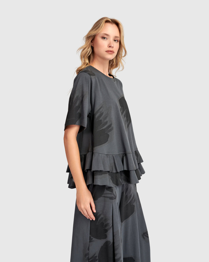 Urban Fleeting Ruffle Top Fog