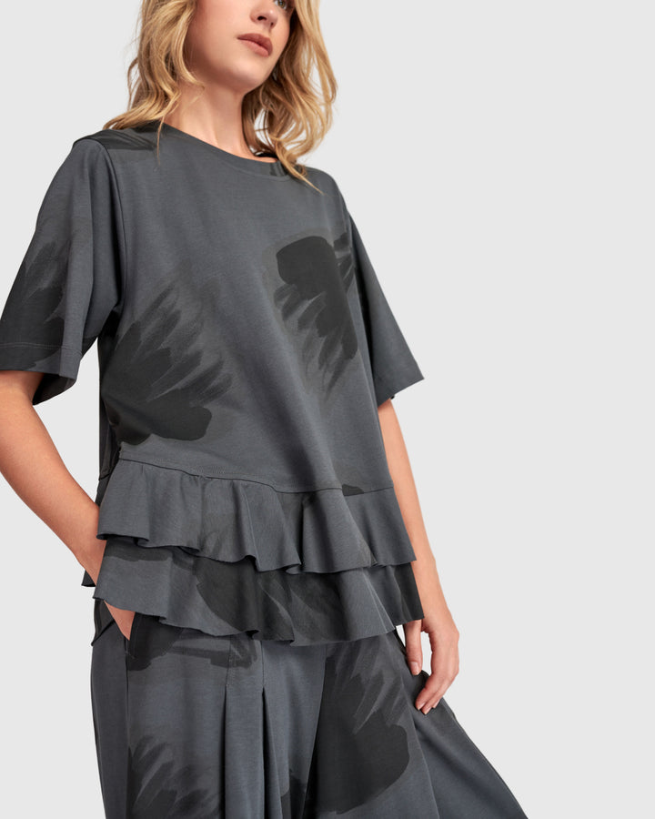 Urban Fleeting Ruffle Top Fog