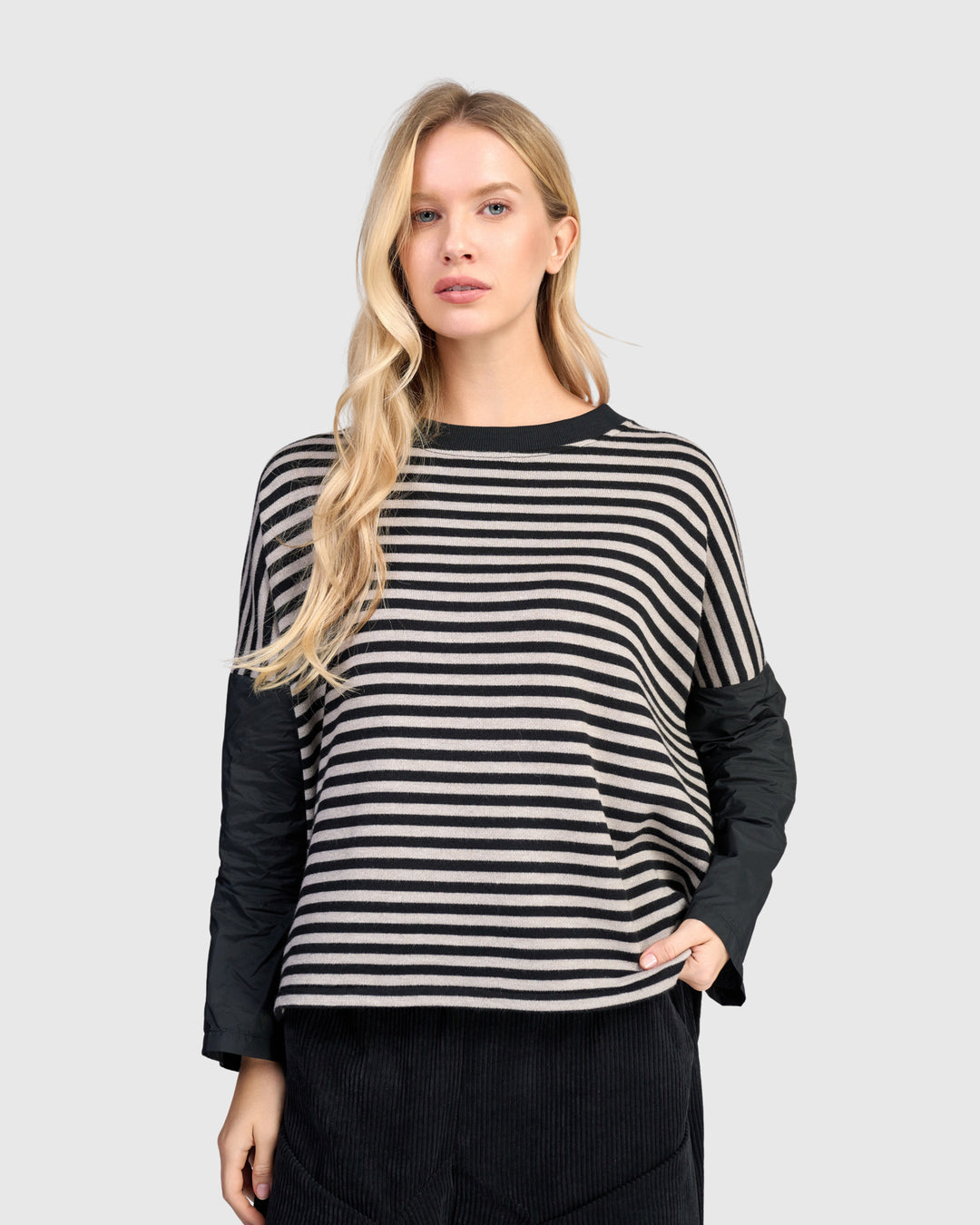 Color Block Sleeve Top Stripe