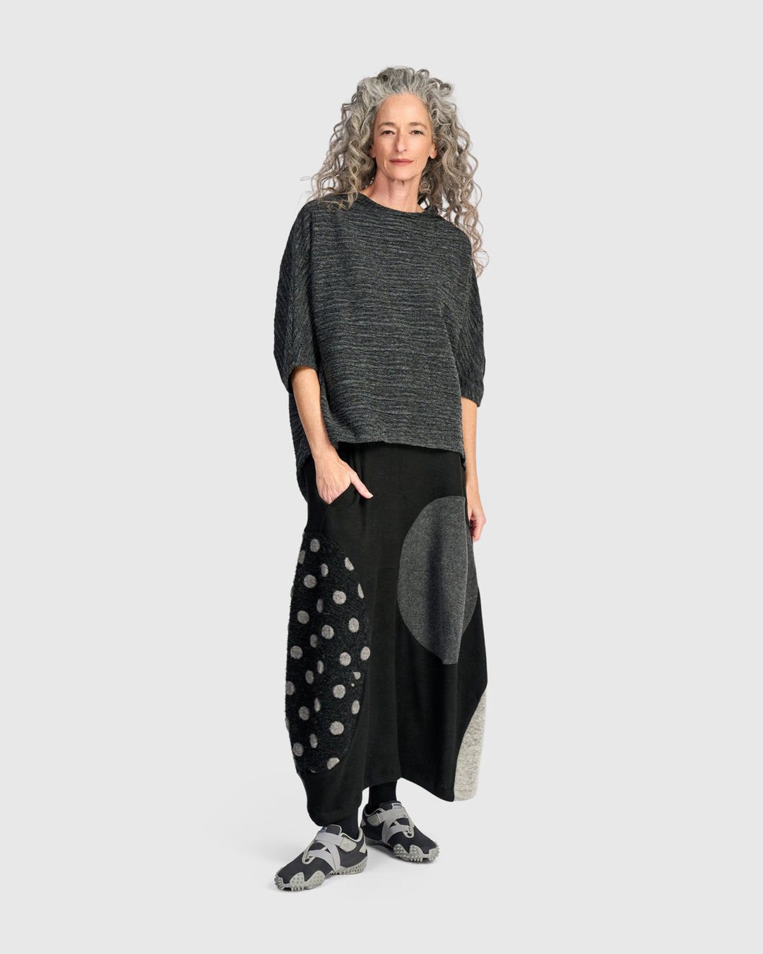 Elbow Sleeve Dolman Top Graphite