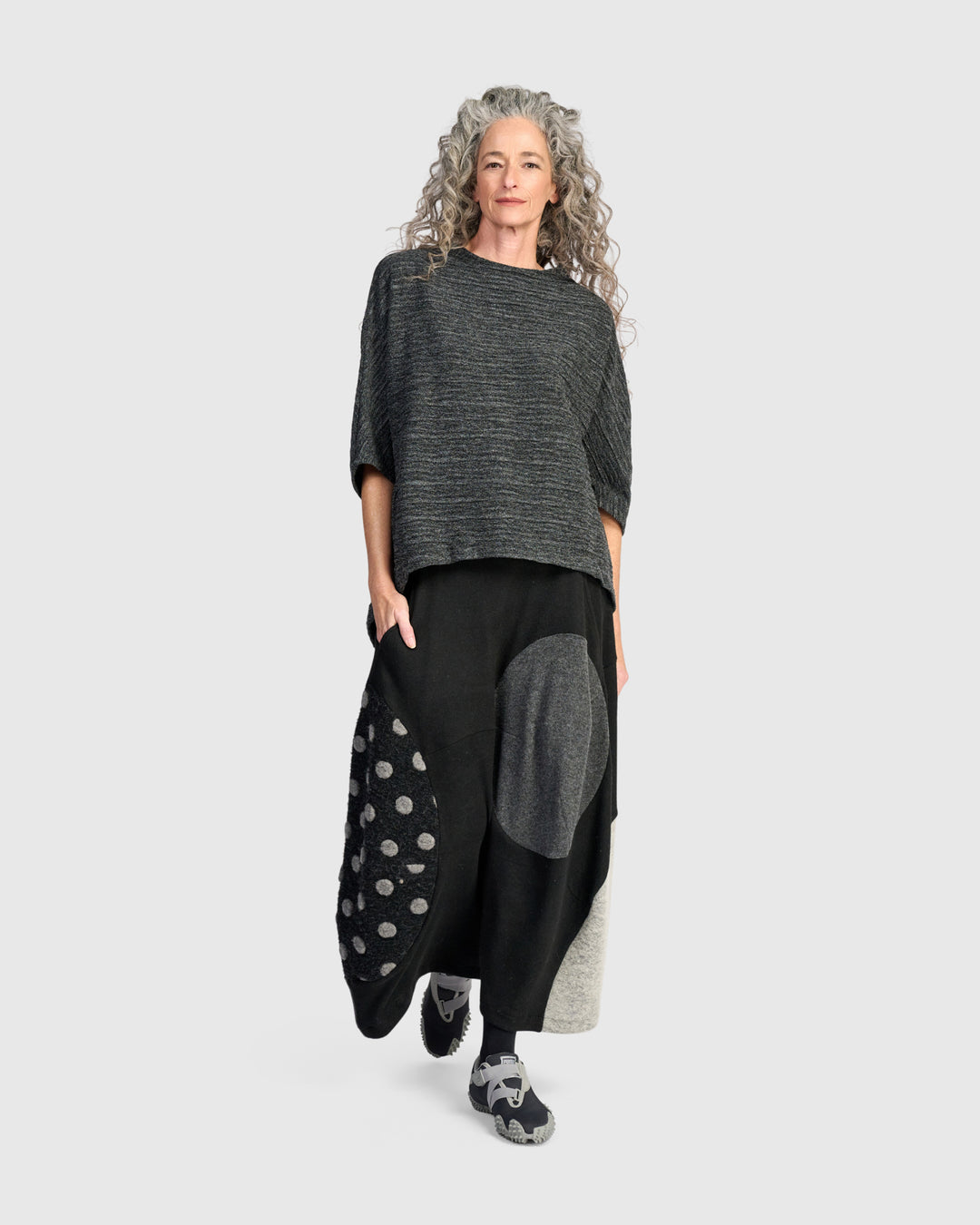 Elbow Sleeve Dolman Top Graphite