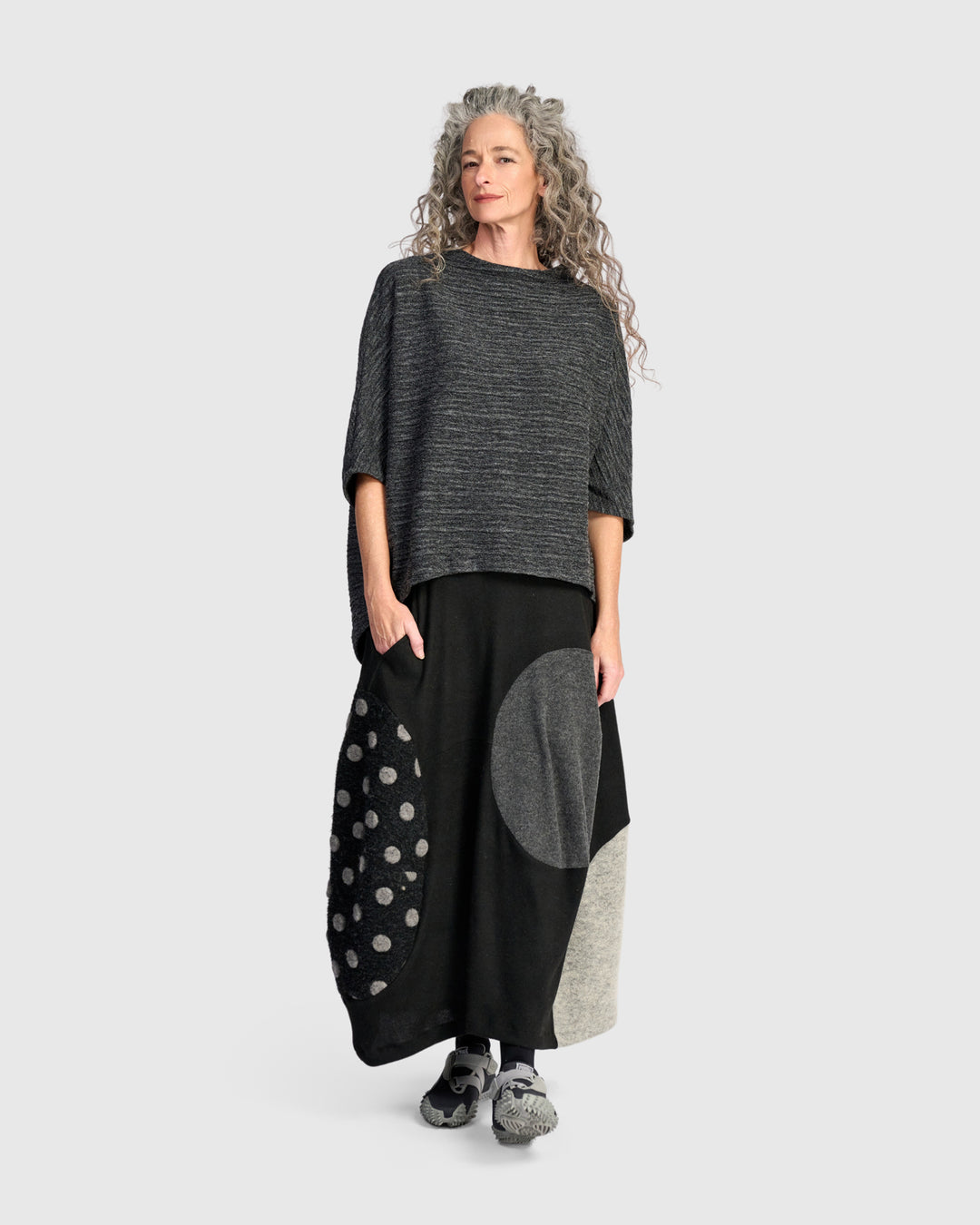 Elbow Sleeve Dolman Top Graphite