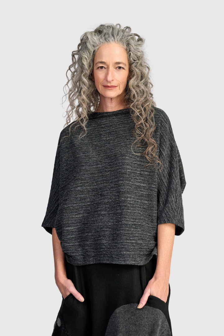 Elbow Sleeve Dolman Top Graphite