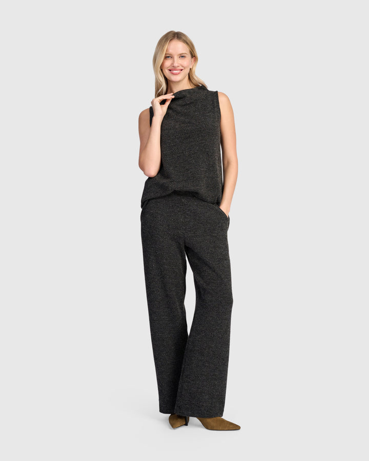 Sleeveless Mock Melange Top Shadow