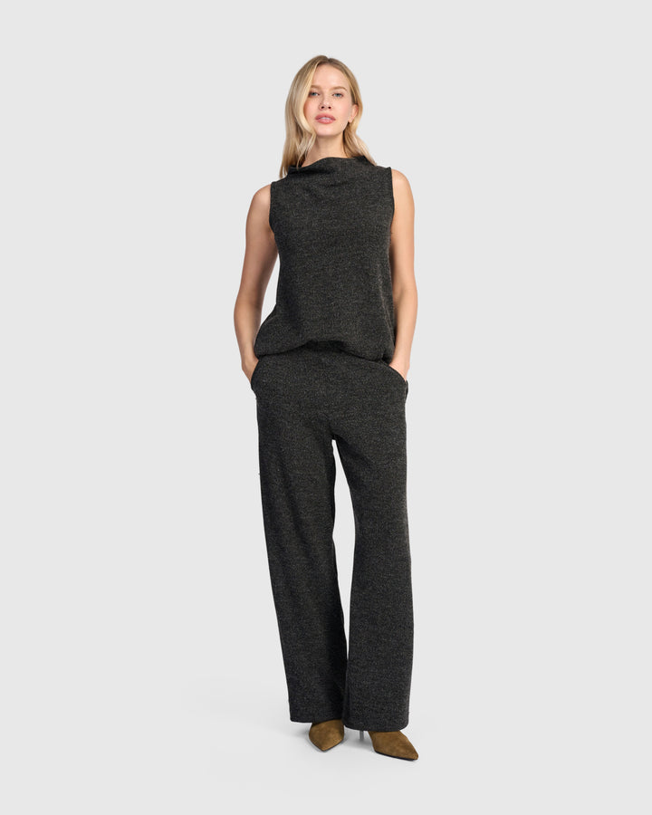 Sleeveless Mock Melange Top Shadow