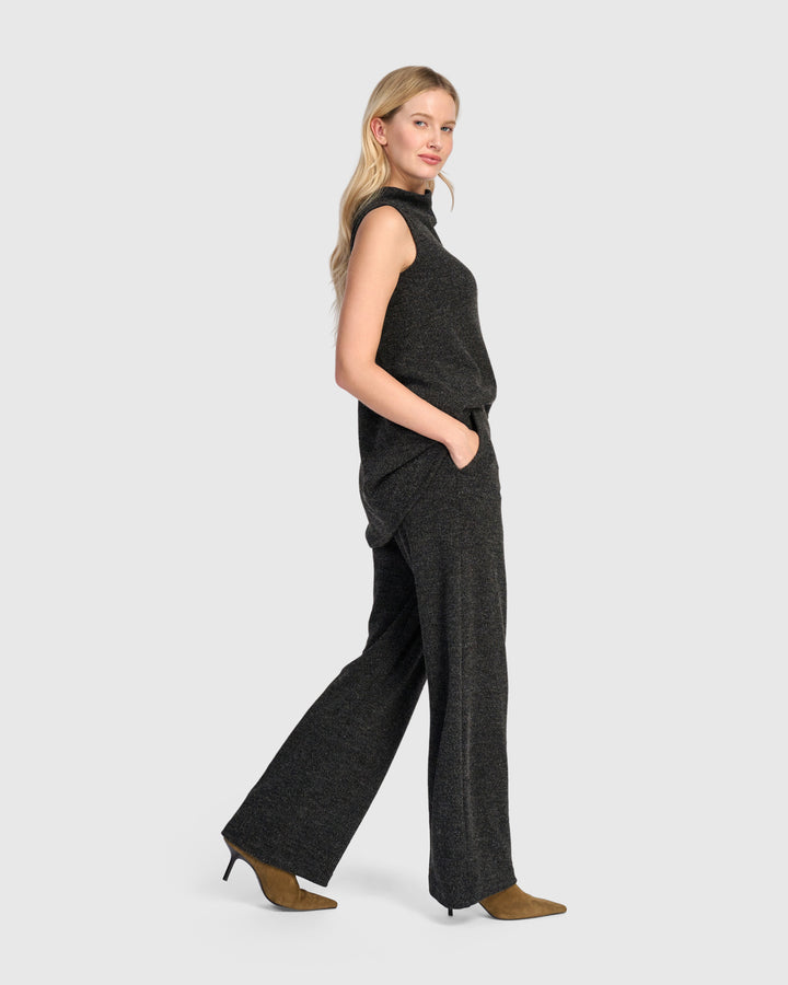 Sleeveless Mock Melange Top Shadow