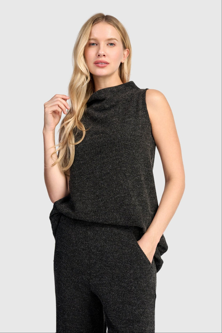 Sleeveless Mock Melange Top Shadow